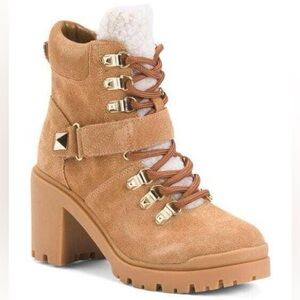 Marc Fisher Nature Women's Suede Sherpa Trim Lug Sole Hiker Boots